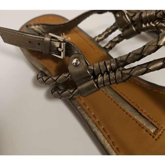 New Directions Braided Silver Metallic Sandals sz 10 - Picture 5 of 7